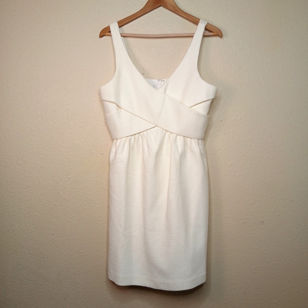 NWT 4. Collective Womens 100% Cotton White Basket Weave Sleeveless Dress Size 10